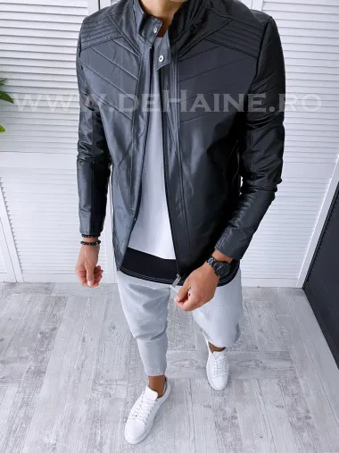 Geaca barbati neagra piele ecologica B2840 D0-2